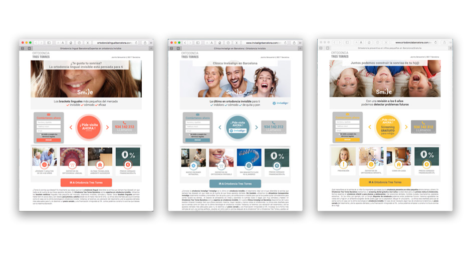 Página web WordPress para Ortodoncia tres torres barcelona tratamientos