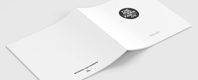 Diseño del catálogo cara dorso para The Modernfan Co