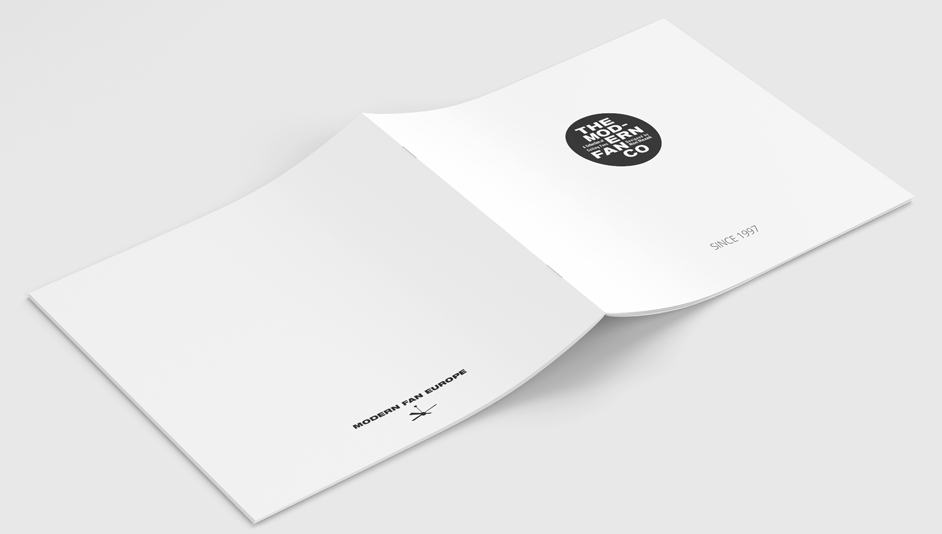 Diseño del catálogo cara dorso para The Modernfan Co