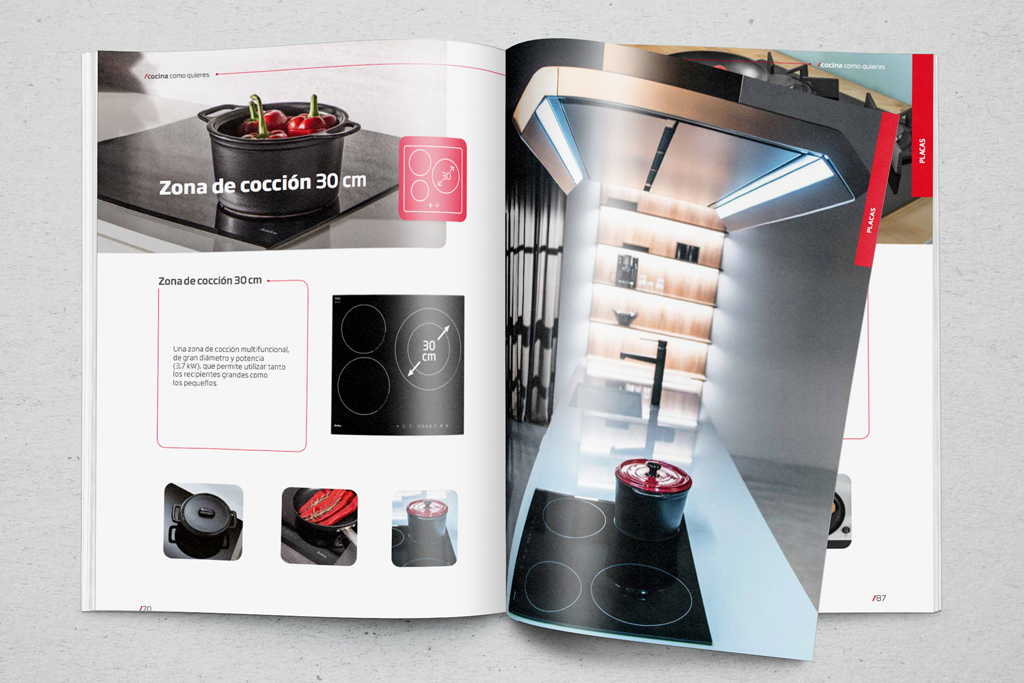 Diseño interior del catálogo de Amica