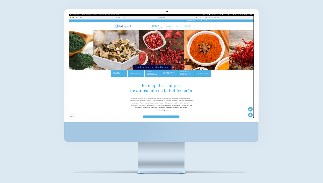 Página web WordPress para Barnalab Liofilizacion