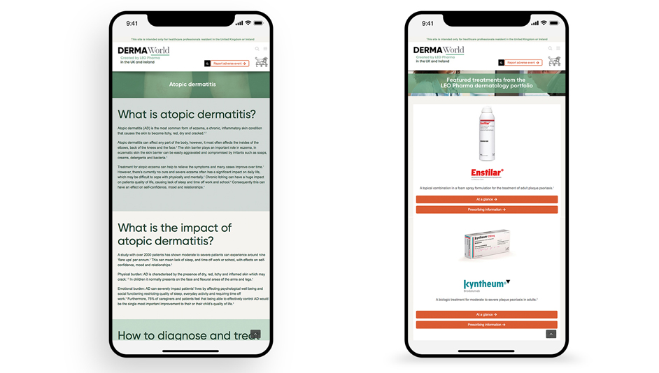 Página web WordPress para Leo Pharma Dermaworld
