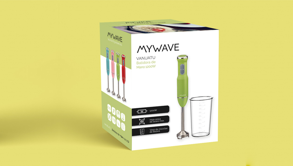 Diseño packaging batidora de mano para MyWave