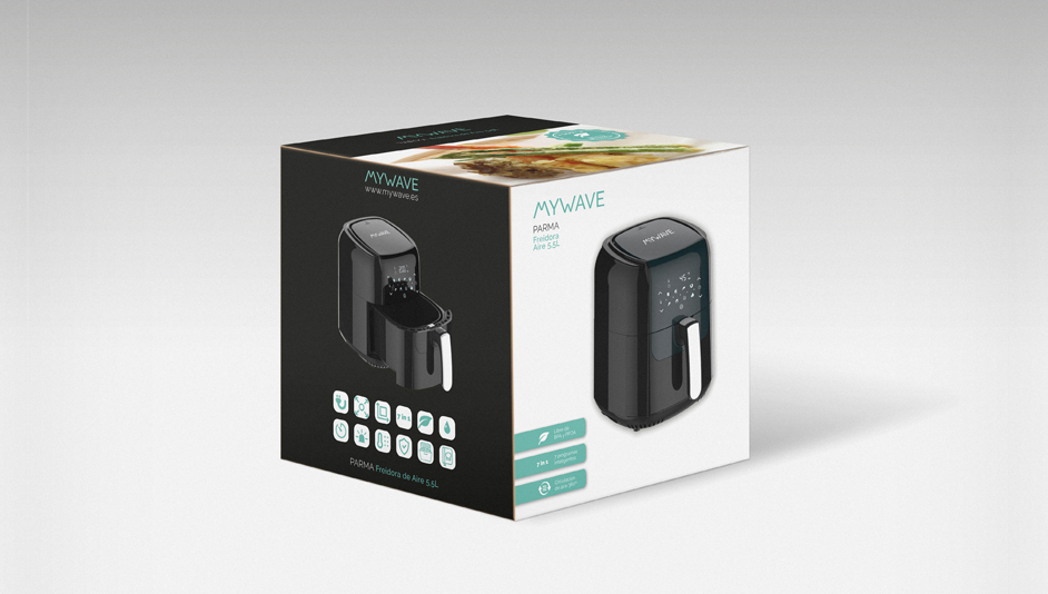 Diseño packaging freidora para MyWave
