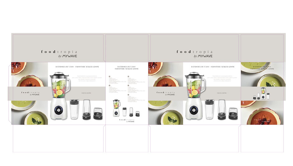 Diseño troquel packaging batidora para Foodtropia