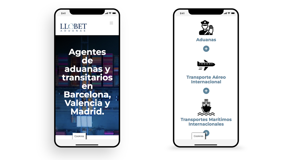 Página web WordPress para Aduanas Llobet