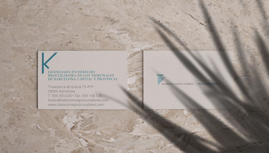 Diseño aplicación logotipo en tarjeta para Karina Sales Comas
