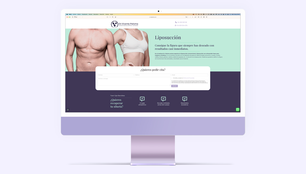 página web WordPress para Dr Paloma landing