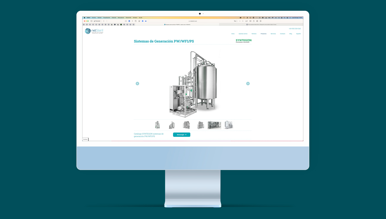 página web WordPress para Netsteril productos