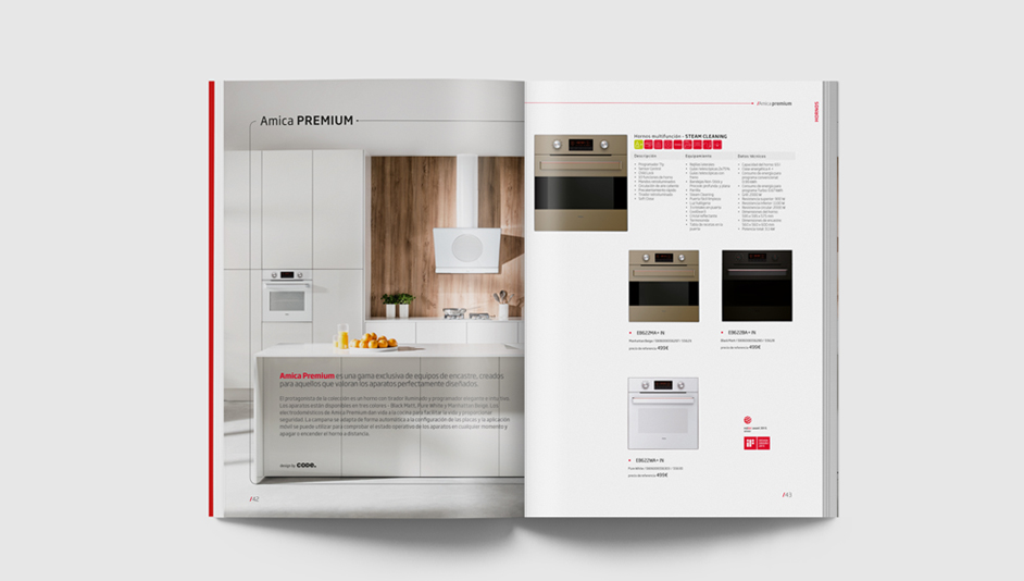 Diseño de las páginas ineriores del catálogo Amica