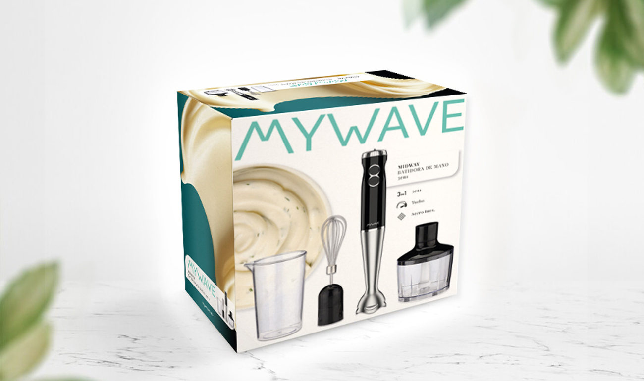 Diseño del pack de la batidora de mano MyWave