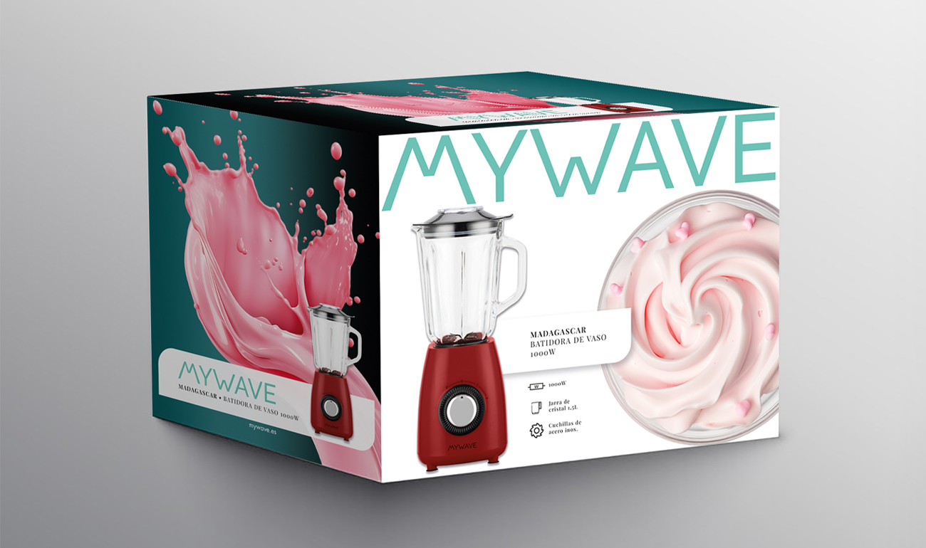 Diseño del pack de la batidora de vaso MyWave
