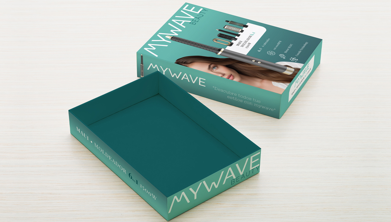 Diseño abierto del pack moldeador de pelo MyWave