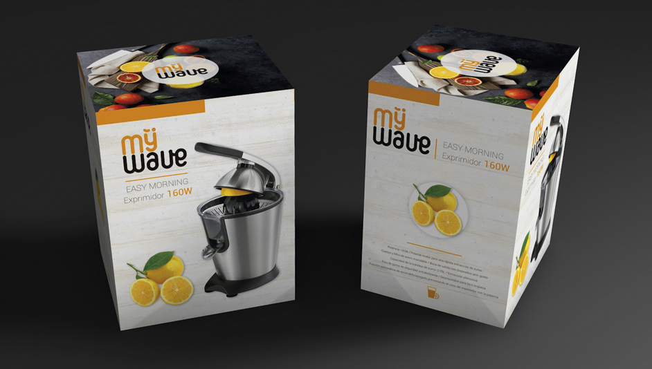 Diseño packagine exprimidor para MyWave