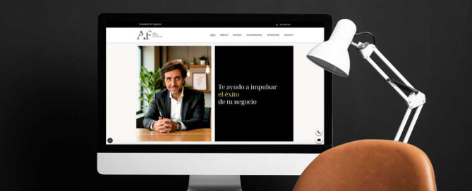 Imagen de la página de inicio y apartados de la web Alex fossas