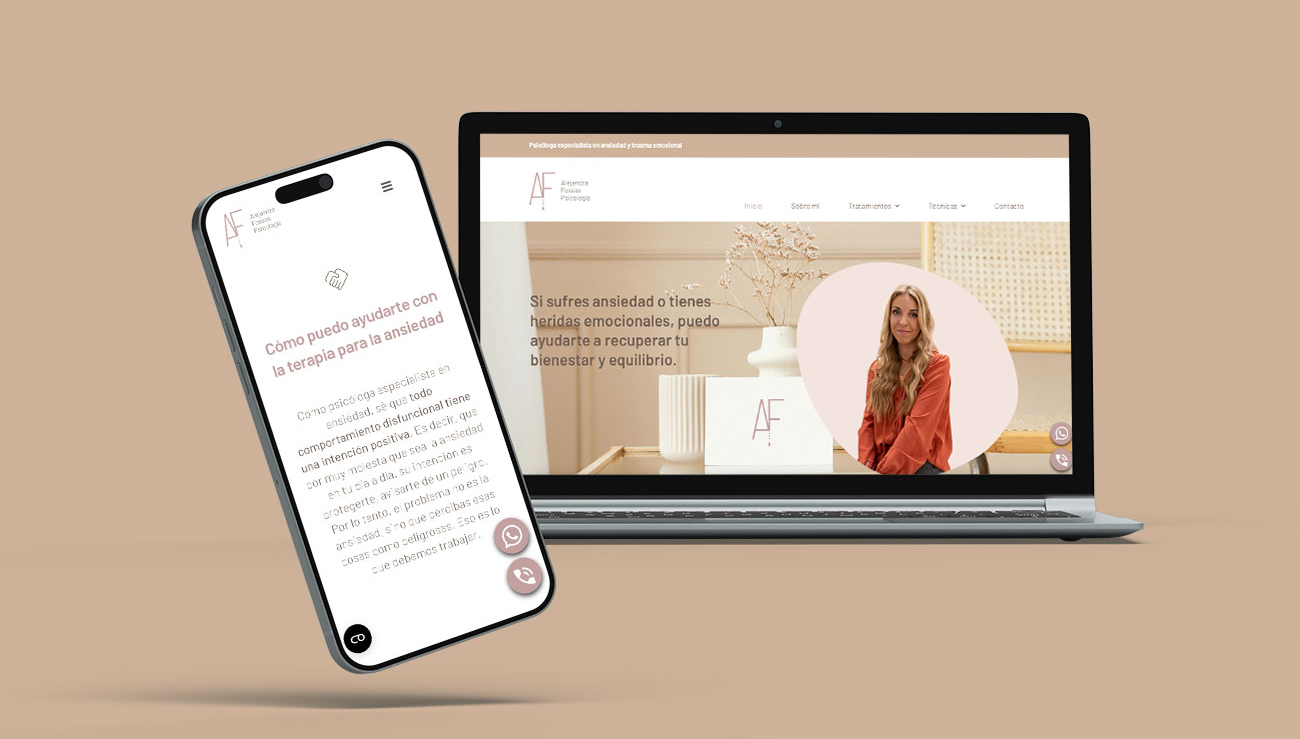 Imatge de la versió movil i portàtil de la web d'Alejandra Fossas