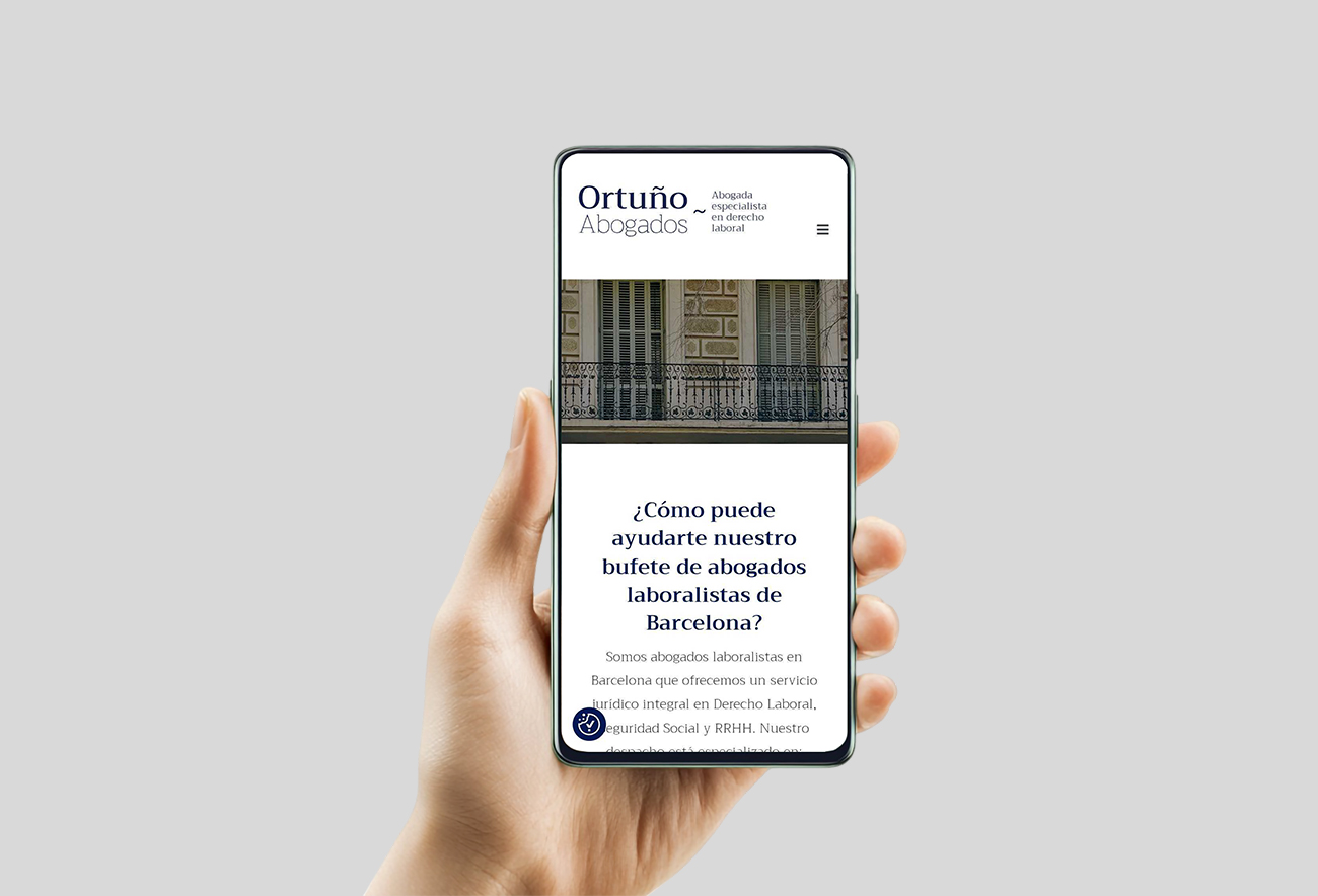 Imatge de la versió mòbil de la web d'Ortuño Abogados