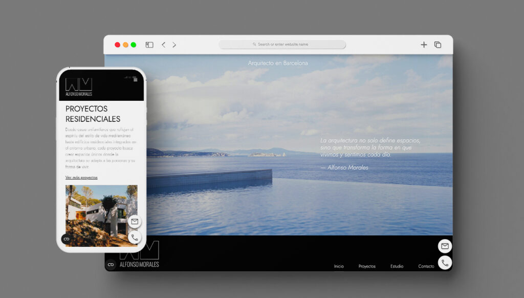 Imatge de la web i la versió mòbil d'Alfonso Morales