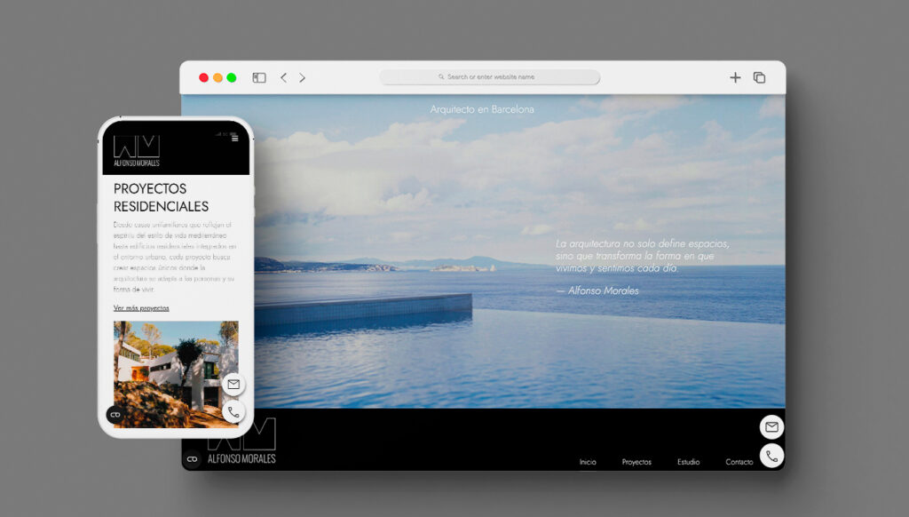Image of the website and the mobile version of Alfonso Morales