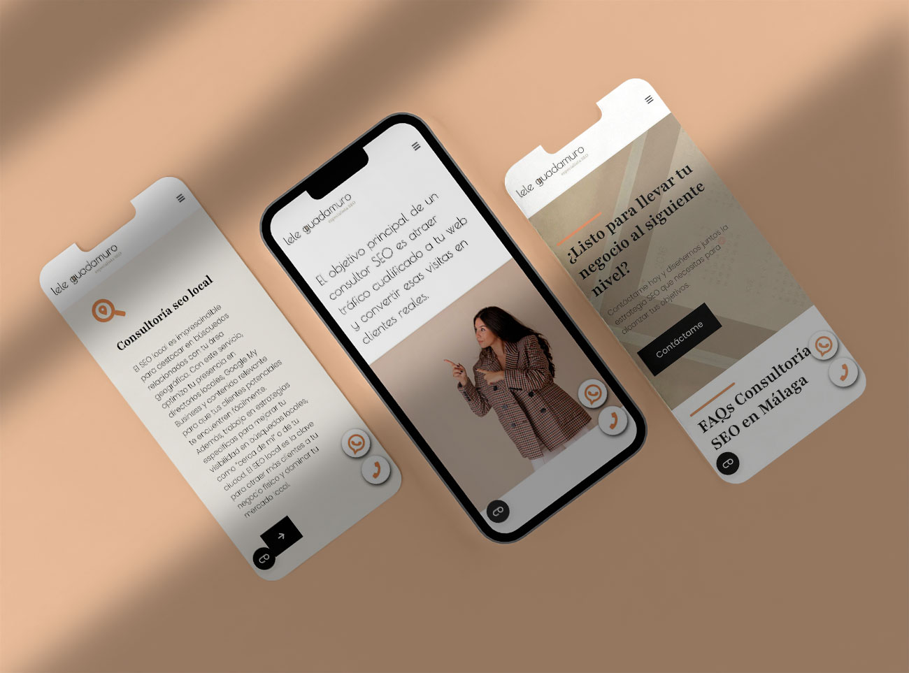 Image of the mobile version of Lele Guadamuro's website.