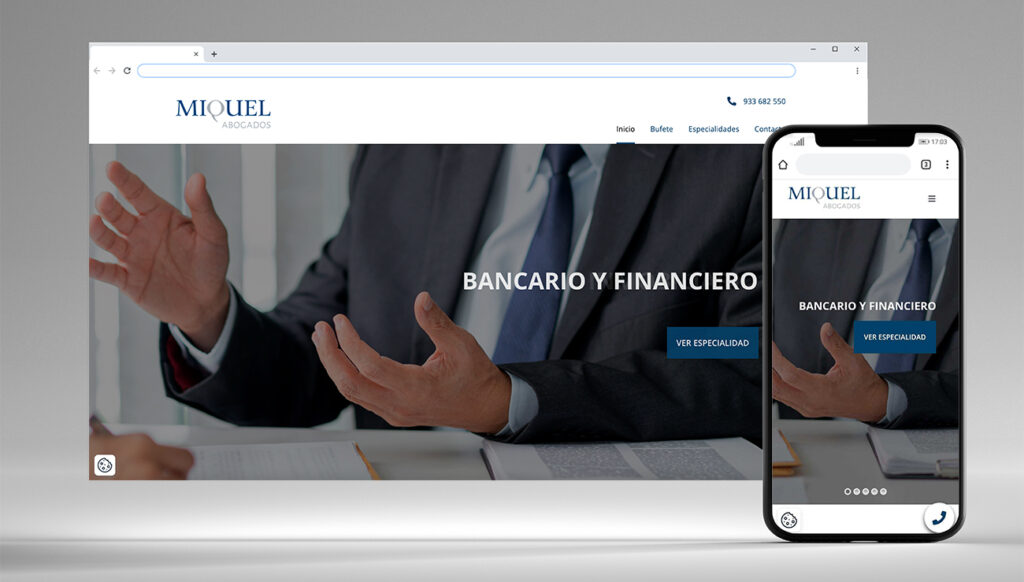 Imatge de la versió mòbil i portàtil de la web de Miquel Abogados
