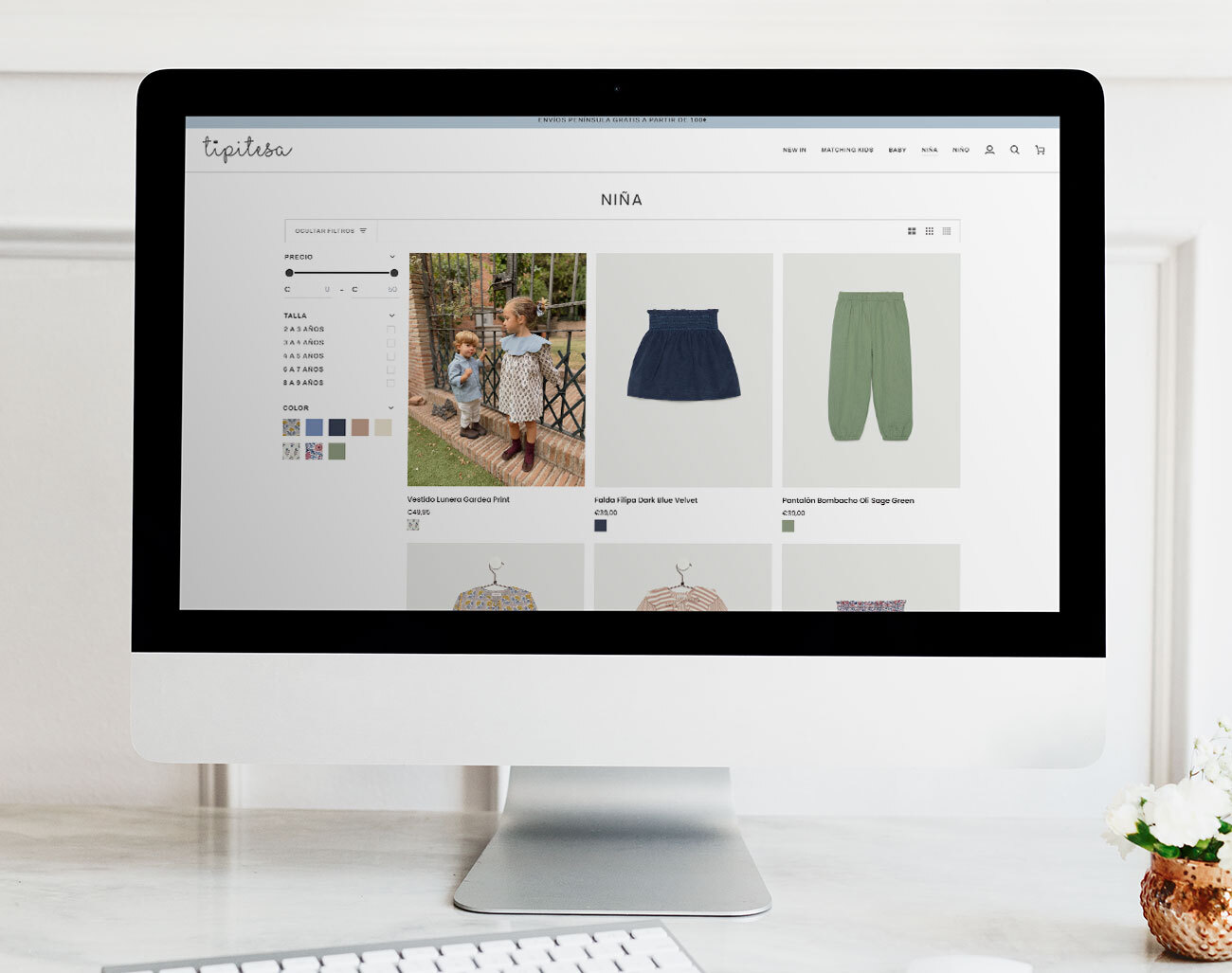 Image of the desktop version of the Tipitesa online shop