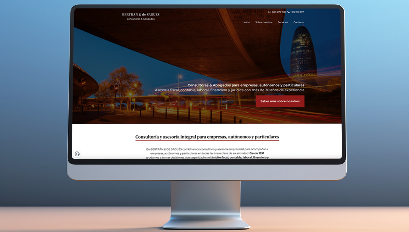 Imatge de la versió escriptori de la web d'Assessoria Bertrán i de Sagüés